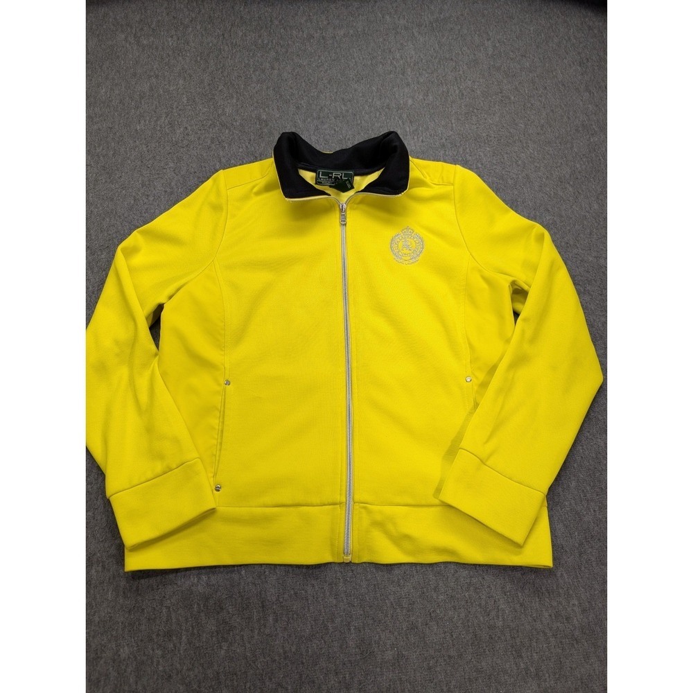 Lauren Active Ralph Lauren Womens XL Yellow Full Zip Track Jacket Crest Logo